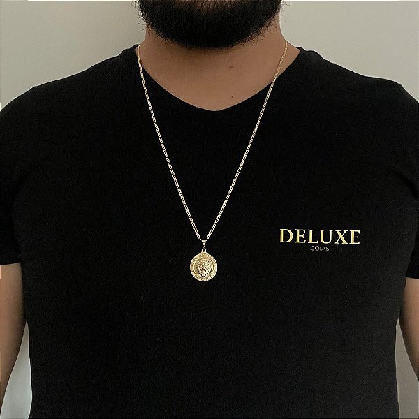 CORRENTE PIASTRINE( 1.8mm- 70cm) + PINGENTE LEÃO DE JUDÁ- BANHADO A OURO 18K.