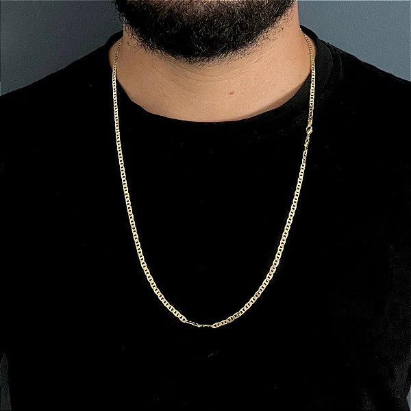 CORRENTE  PIASTRINE ( 3MM - 7G - 70/60CM) - BANHADO A OURO 18K