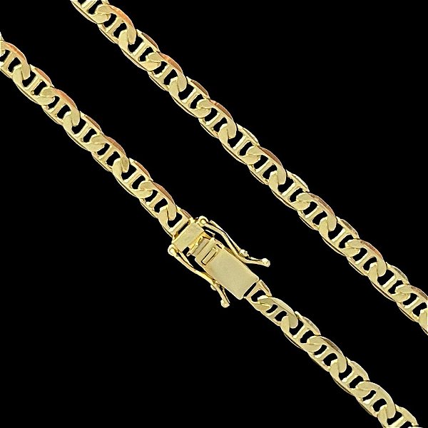 CORRENTE PIASTRINE( 7mm -38G-70cm) FECHO COM MARCAÇÃO 750 - BANHO DE OURO 18K