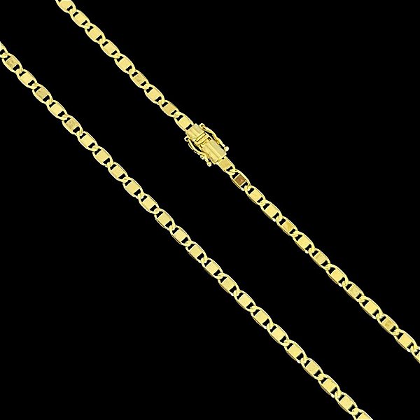 CORRENTE  PIASTRINE FECHO GAVETA( 4MM - 12G - 70CM) - BANHADO A OURO 18K