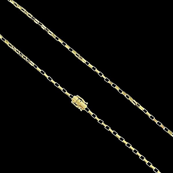 CORRENTE TIJOLINHO (3MM - 12G- 70CM)- FECHO COM MARCAÇÃO 750 - BANHO DE OURO 18k
