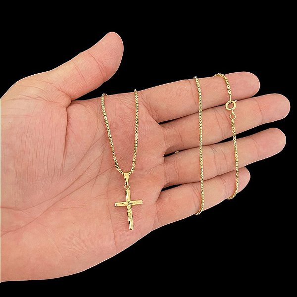 CORRENTE VENEZIANA ( 1.5mm -70cm) + PINGENTE CRUZ DETALHADA
