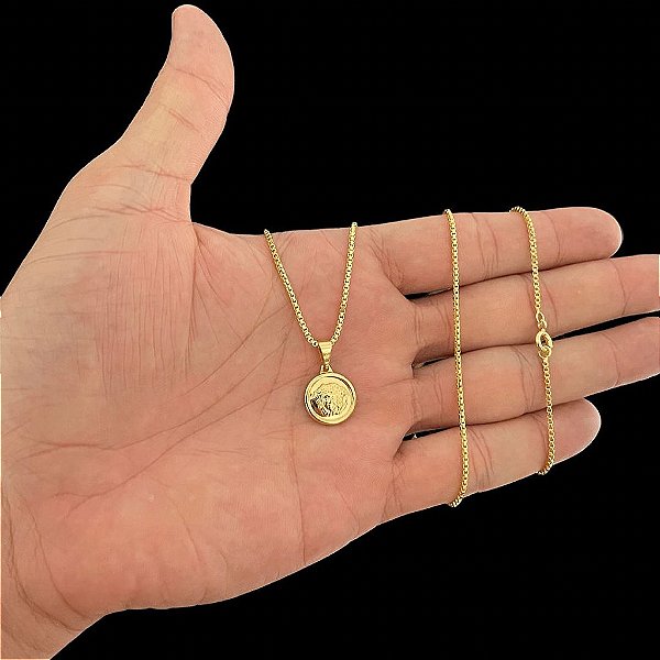 CORRENTE VENEZIANA(  1.5mm- 70cm) + PINGENTE MEDUSA - BANHO DE OURO 18k