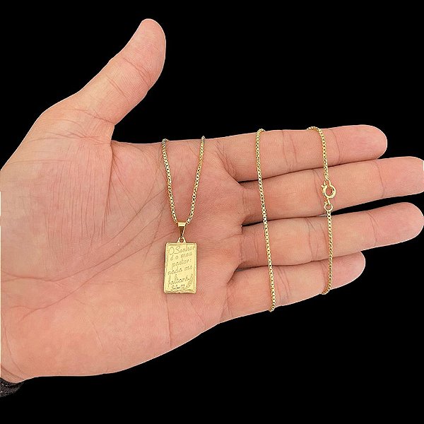 CORRENTE VENEZIANA ( 1.5mm- 70cm) + PINGENTE PLAQUINHA SALMOS- BANHADO A OURO 18K.