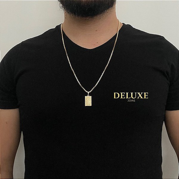 CORRENTE VENEZIANA ( 2.5mm- 70cm) + PINGENTE PLACA SALMOS - BANHO DE OURO 18k