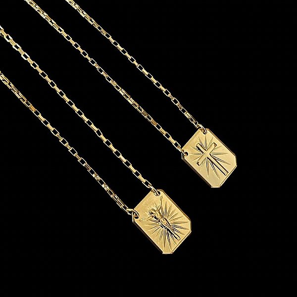 ESCAPULARIO CONVENCIONAL( 60/70CM) ELO TIJOLINHO - BANHADO A OURO 18K.