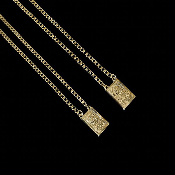 ESCAPULARIO CONVENCIONAL( 60CM) ELO GRUMET - BANHADO A OURO 18K.