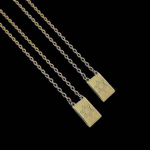 ESCAPULÁRIO ESTRELA DE DAVI CORRENTE CADEADO ( 1.5mm- 4g -  70/60CM)