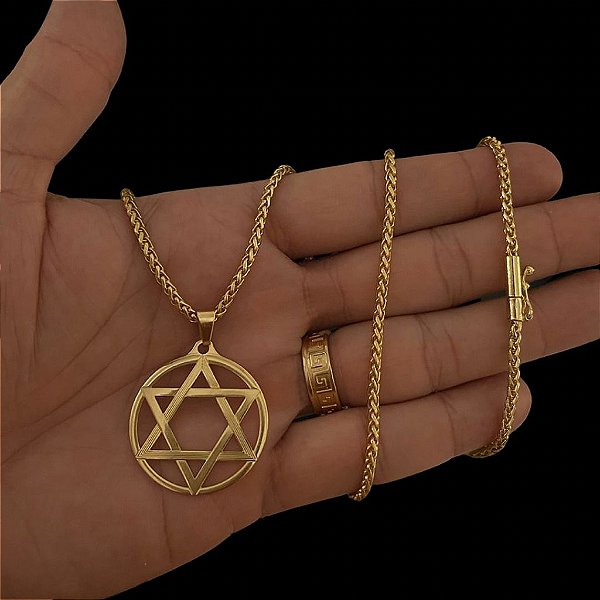 CORRENTE PERUANA( 70CM- 3mm )+ PLAQUINHA ESTRELA DE DAVI