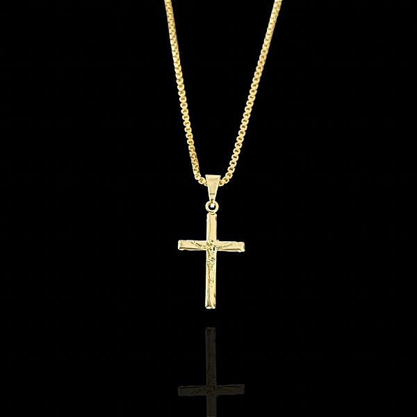 PINGENTE  CRUCIFIXO JESUS  DETALHADO( 2g- 2x2,5cm) - BANHO DE OURO 18k