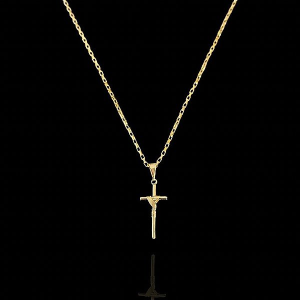 PINGENTE  CRUZ AMARRADA 2g-( 1.5x2cm PP) - BANHO DE OURO 18k