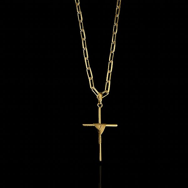 PINGENTE CRUZ  AMARRADA M( 2g- 3x3cm) - BANHO DE OURO 18k