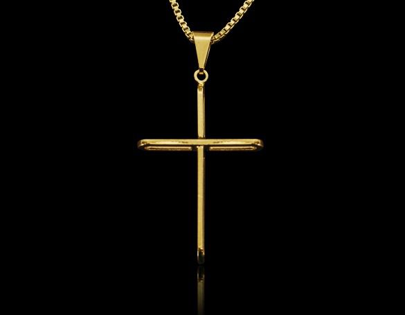 PINGENTE CRUZ PALITO LISA PP (1g-  2x1,5cm) - BANHO DE OURO 18k