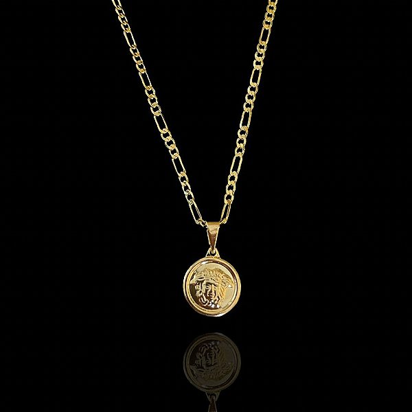 PINGENTE MEDALHA MEDUSA P( 1g- 2x2cm) - BANHO DE OURO 18k