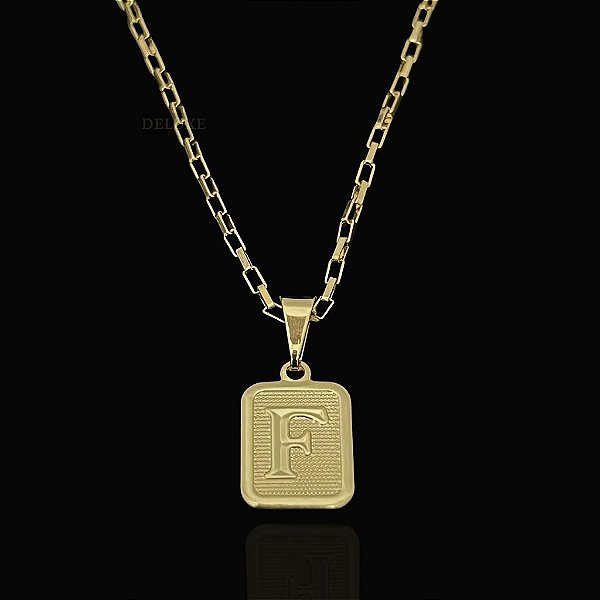 PINGENTE PLACA LETRA F .   Tamanho (PP)( 2g- 2x2cm)