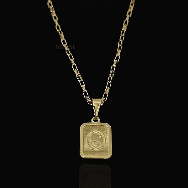 PINGENTE PLACA LETRA O.   Tamanho (PP)( 2g- 2x2cm) - BANHO DE OURO 18k