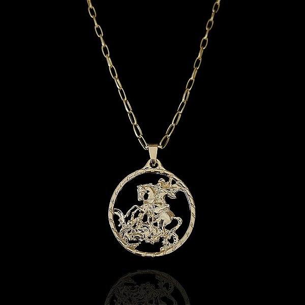 PINGENTE SÃO JORGE M (8g- 2x2cm) - BANHO DE OURO 18k