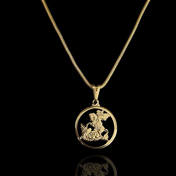 PINGENTE SÃO JORGE VAZADO P. ( 1,5g-   2x2cm)  - BANHO DE OURO 18k.