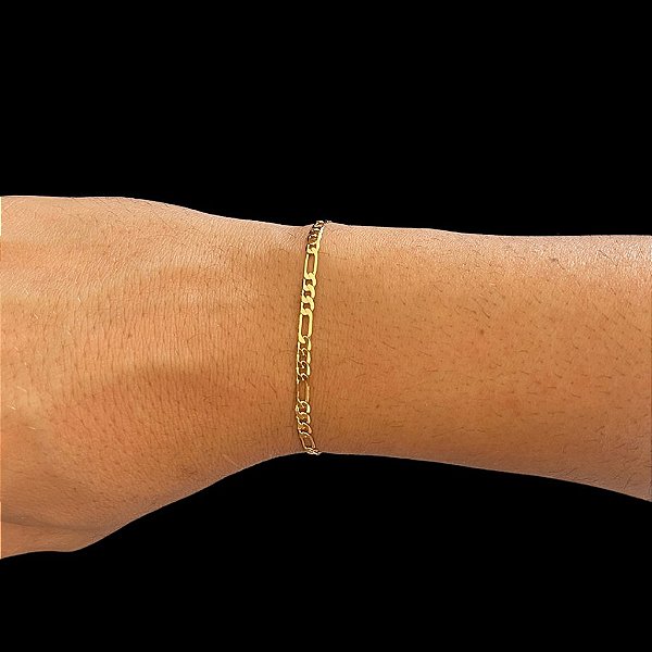 PULSEIRA 3x1  (3MM - 8G) - 21 CM  - BANHO DE OURO 18k.