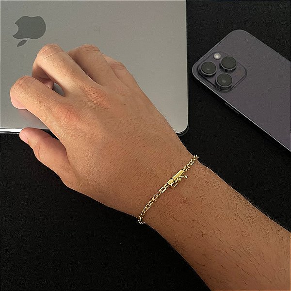 PULSEIRA CADEADO ( 6g -3mm- 20cm)  - BANHO DE OURO 18k.
