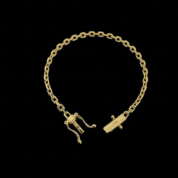 PULSEIRA CADEADO (3MM - 5g)- 21 CM  - FECHO COM MARCAÇÃO 750 - BANHO DE OURO 18k.