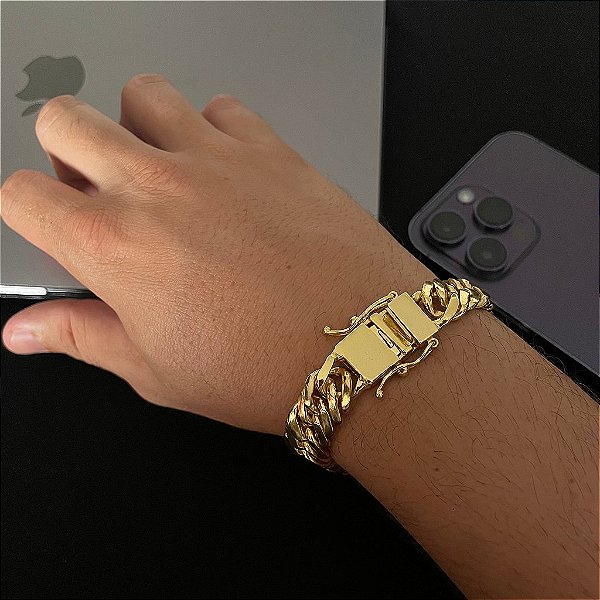 PULSEIRA LACRAIA (13mm -56G-21 CM)  - FECHO COM MARCAÇÃO 750 - BANHO DE OURO 18k