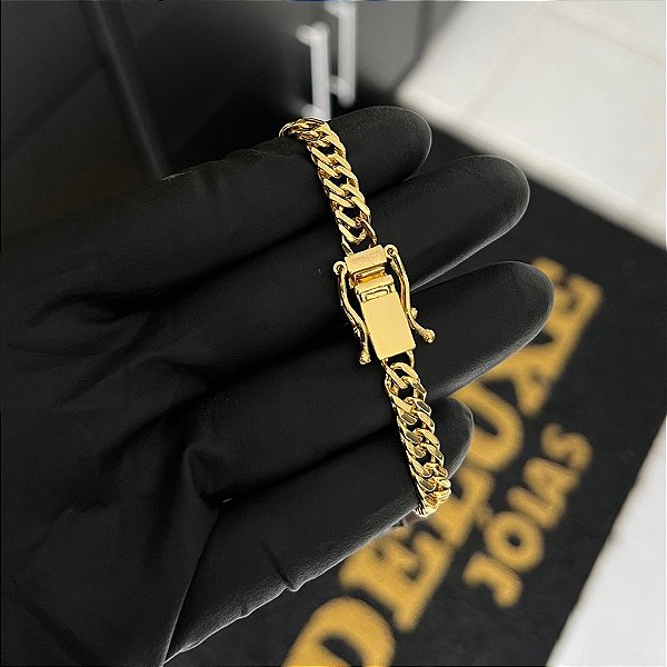 PULSEIRA LACRAIA (7MM  -6G-21 CM) - FECHO COM MARCAÇÃO 750 - BANHO DE OURO 18K.