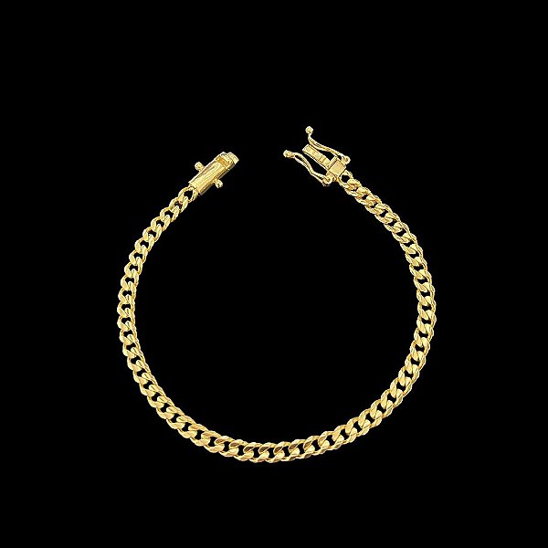 PULSEIRA PITBULL  ( 4MM - 8G - 21 CM)  - FECHO COM MARCAÇÃO 750 - BANHO DE OURO 18k