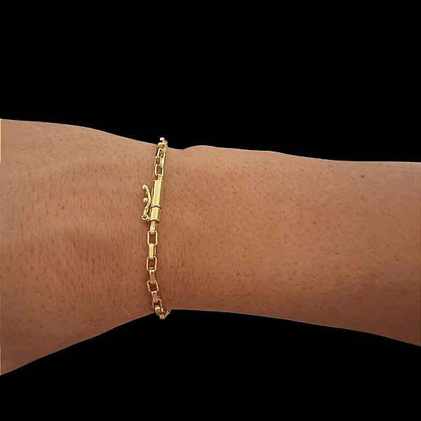 PULSEIRA TIJOLINHO (3MM - 4G -20CM)  - FECHO COM MARCAÇÃO 750 - BANHO DE OURO 18k.
