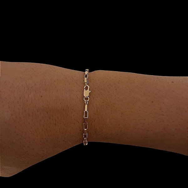 PULSEIRA TIJOLINHO  (3MM - 7G - 20CM) - BANHADO A OURO 18K