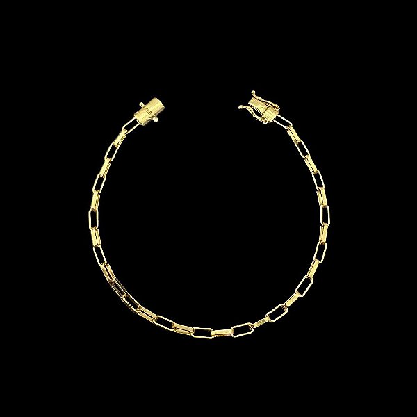 PULSEIRA TIJOLINHO ALONGADO (3mm 20Cm) - FECHO COM MARCAÇÃO 750 -  BANHADO A OURO 18K