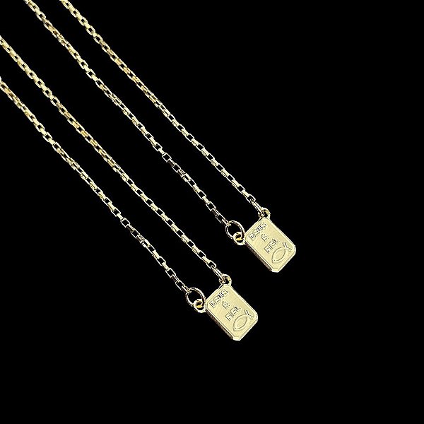 ESCAPULÁRIO- DEUS É FIEL, CORRENTE TIJOLINHO( 1.5mm- 3g -  70/60CM)