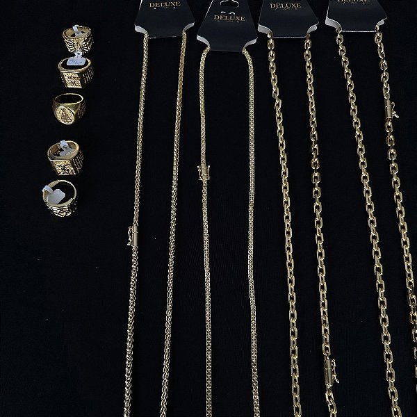 4 CORRENTES E 5 ANEIS (  70cm) FECHO MARCAÇÃO 750