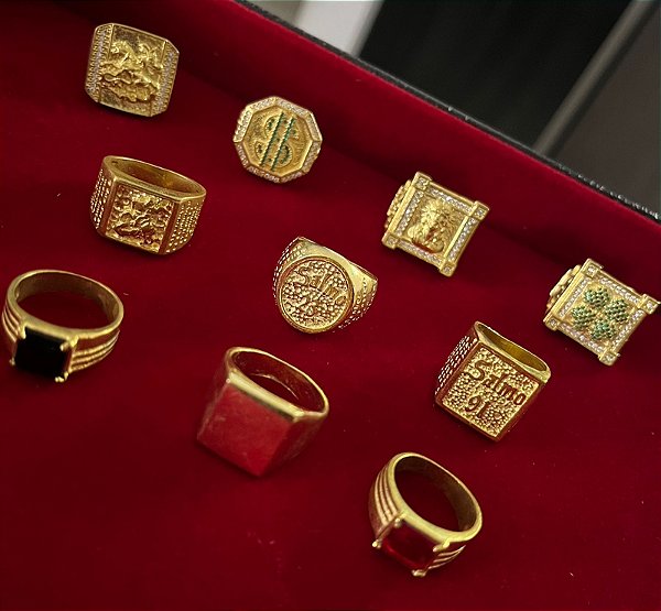 10 ANEIS -  BANHADOS A OURO 18K