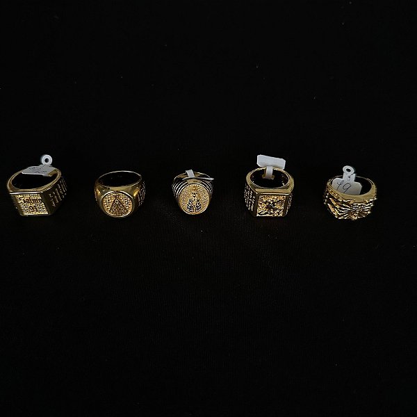 5 ANEIS -  BANHADOS A OURO 18K