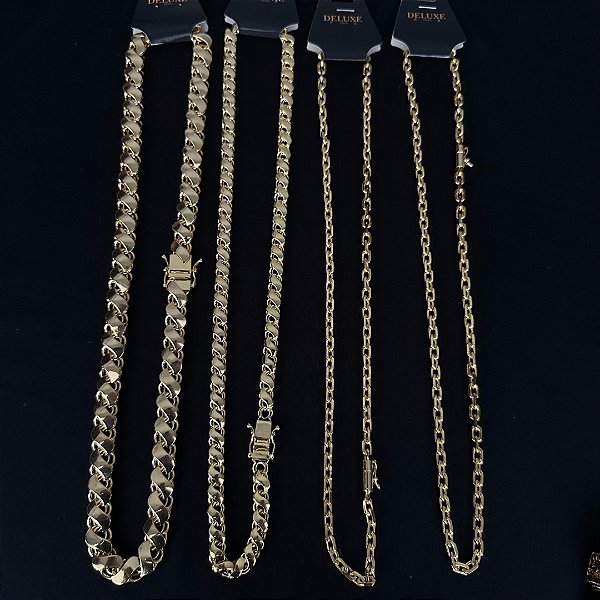 4 CORRENTES  -  BANHADOS A OURO 18K