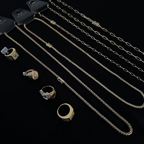 4 CORRENTES   4 ANEIS -  BANHADOS A OURO 18K