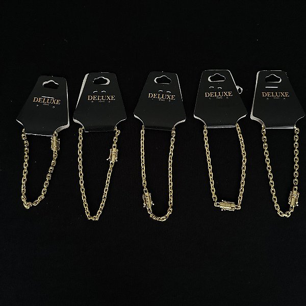 5 PULSEIRA CADEADO (3MM 20CM)  -  BANHADOS A OURO 18K