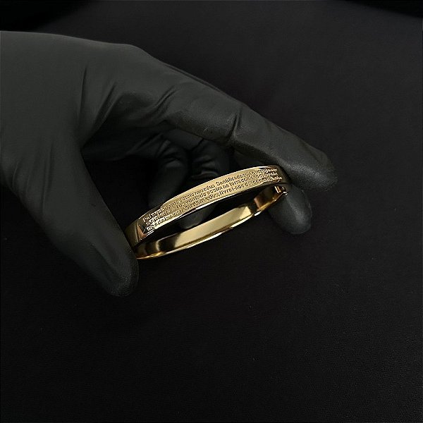 BRACELETE  COM PAI NOSSO DETALHADO  ( 7mm -13g)-21cm - BANHADO A OURO 18K