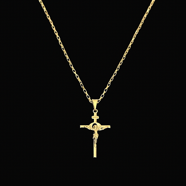 PINGENTE  CRUCIFIXO DETALHADO    P. ( 1,5g-   2x2cm) - BANHO DE OURO 18k