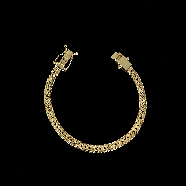PULSEIRA LACRAIA FLAT  (6mm -22G-21 cm)  - FECHO COM MARCAÇÃO 750 - BANHO DE OURO 18k.