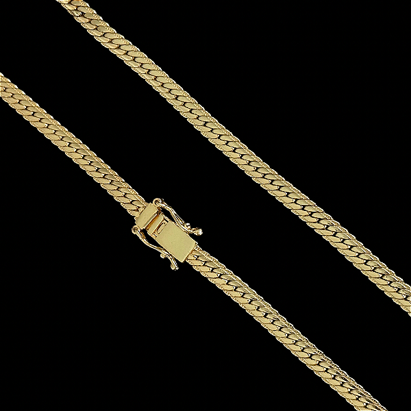 CORRENTE  LACRAIA FLAT 6mm  28G 70cm - FECHO COM MARCAÇÃO 750 - BANHO DE OURO