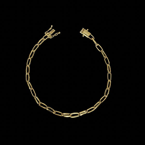 PULSEIRA CARTIE MEIA CANA FECHO GAVETA  (4MM -5g) - 20CM - BANHADO A OURO 18K