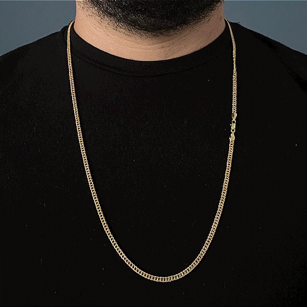 CORRENTE LACRAIA FECHO CONVENCIONAL (2mm -13G)-70cm - BANHADO A OURO 18K