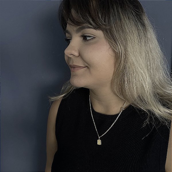 CORRENTE PIASTRINE ( 1.8 mm 50cm FEM ) + PINGENTE PLAQUINHA CRUCIFIXO