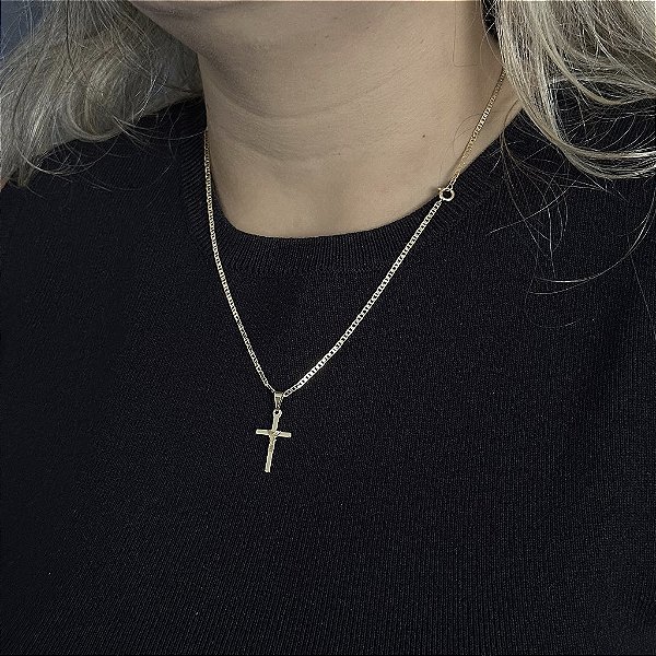 CORRENTE CARTIE ( 1.8 mm 50cm FEM ) + PINGENTE CRUZ AMARRADA MINI