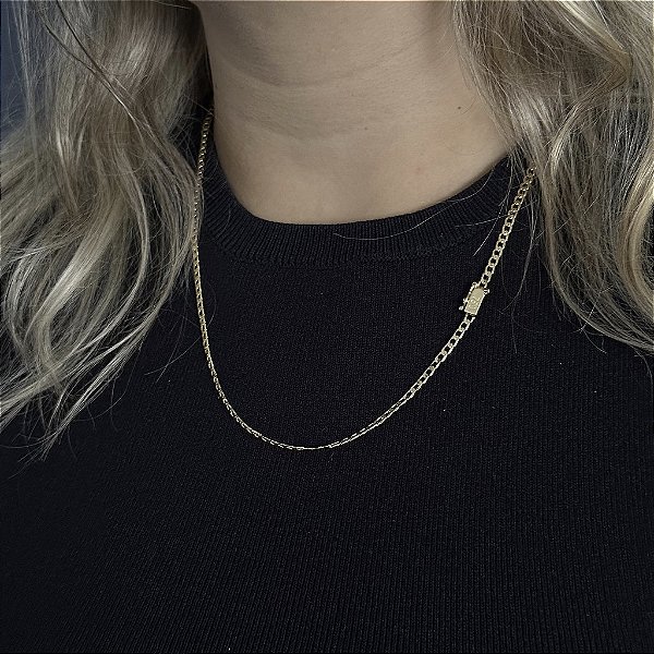 CORRENTE GRUMET COM MARCAÇÃO 750  ( 3mm 50cm FEM ) - BANHO DE OURO 18k