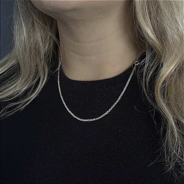 CORRENTE PIASTRINE ( 1.8mm 50cm FEM ) - BANHO DE OURO 18k