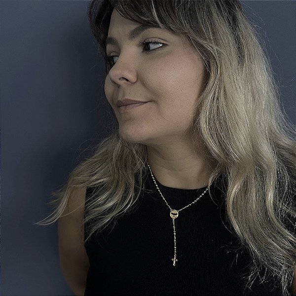 TERÇO  ESPIRITO SANTO ( 1.8mm 50cm FEM ) - BANHO DE OURO 18k