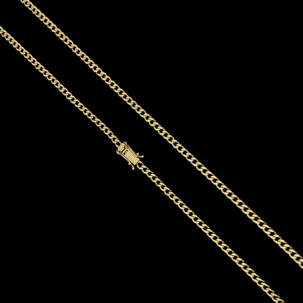 CORRENTE PITBULL (2mm -13G)-70cm - FECHO COM MARCAÇÃO 750 - BANHADO A OURO 18K